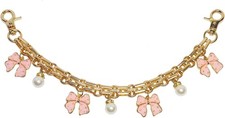 Faux Pearl Cherry Bow Wristlet Keychain Strap Purse Bag Accessory Gift