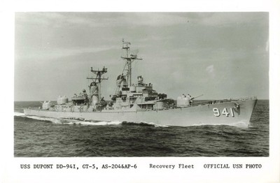 Photo USS Dupont DD-941 GT-5 AS-204 AP-6 Recovery Fleet Official US Navy