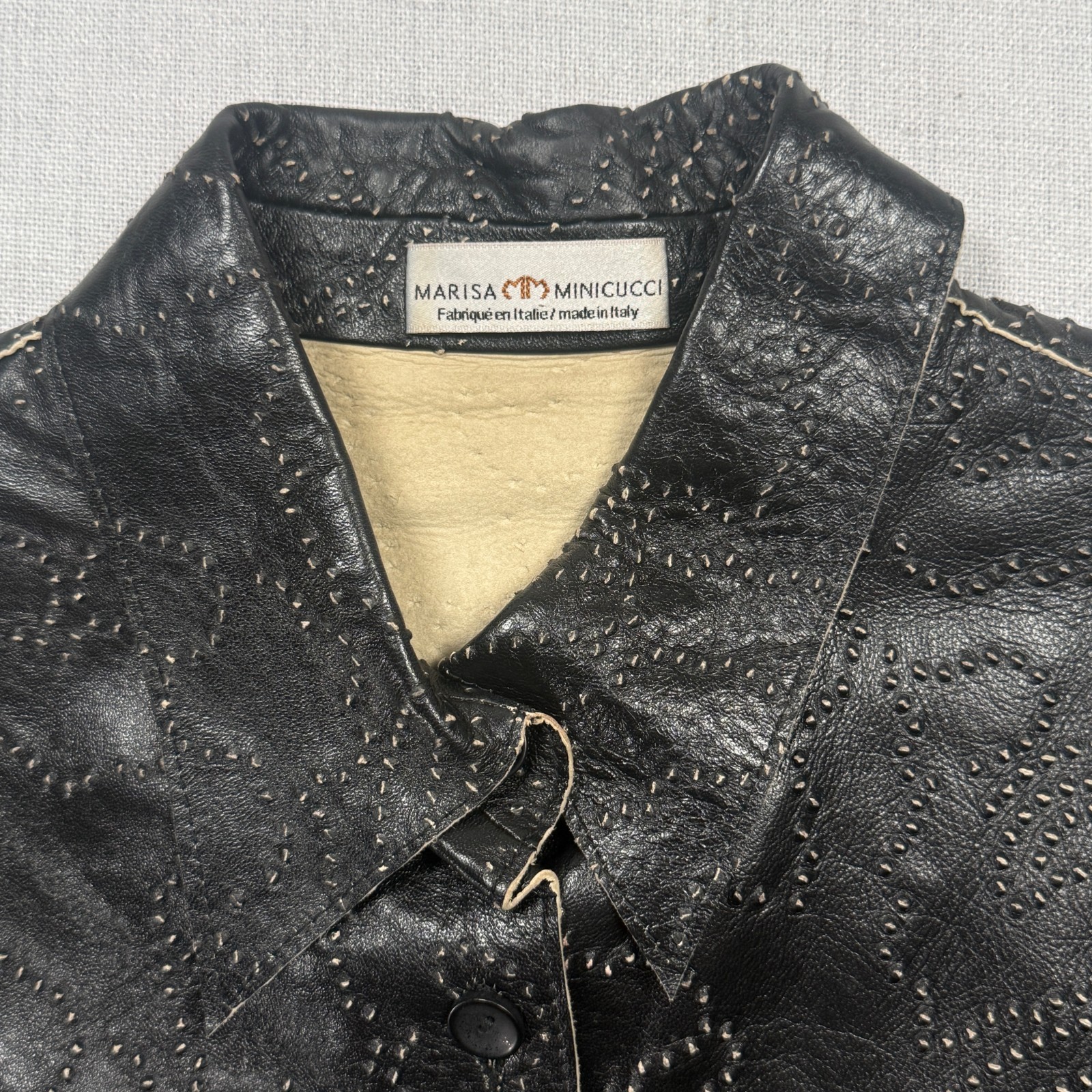 Marisa Minicucci Leather Button Front Perforated … - image 9