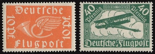 Germany C1-C2, MNH. Michel 11-112. Air Post 1919. Post horn with wings, Biplane. - Picture 1 of 1