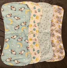 4pk Handmade Ultra Soft  Absorbent Flannel Burp Cloths for Baby