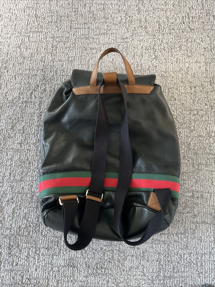 Mochila Gucci Animalier Web Grande Cuero Negro Foto 3 de 4