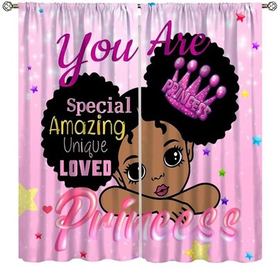 African American Curtains,Afro Black Girl Window Treatments for Girls Bedroom...