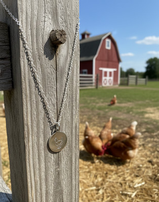 Chicken Necklace Mom Mama Disc Coin Circle Pendant Stamped Custom Engraved Perso