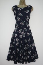 SOLO NAVY FLORAL TEA SKATER DRESS SIZE 18
