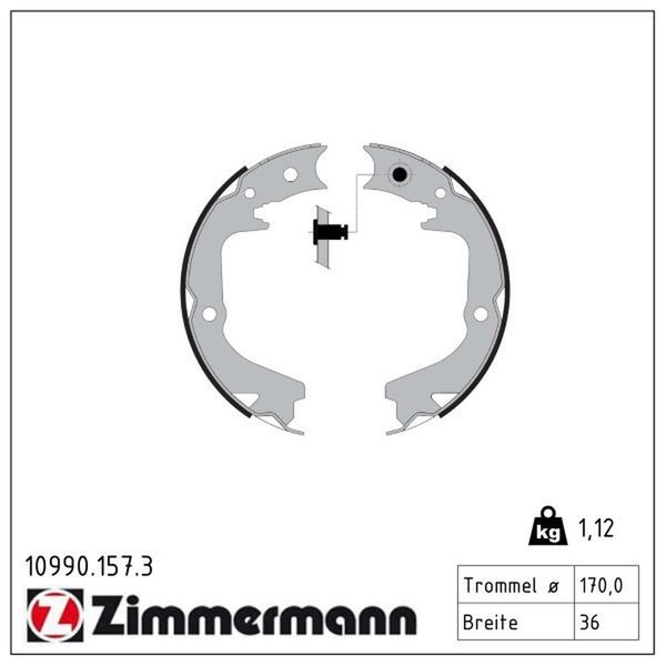 Zimmermann 10990.157.3 Bremsbackensatz, Feststellbremse-image