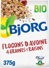 - Flocons D'Avoine Graines Et Raisin - Céréales Complètes - Bio -375G | Idéal Pe