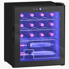 HOMCOM 16 Bottle Wine Cooler with Adjustable Temperature Control, Black