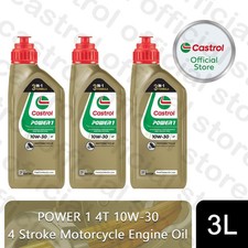 Castrol POWER 1 4T 10W-30 1L Motorcycle 4 Stroke Engine Oil 1 Litre, 3 Pack