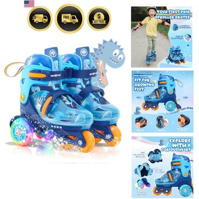 Adjustable Kids Balance Roller Skates for Toddler Ages 3-6 Rainbow Unicorn Di...
