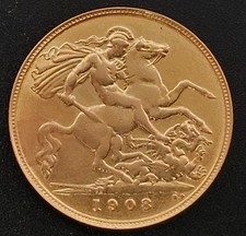 1908 Edward VII Gold Half Sovereign – 22ct Gold – c049300169856 ALL.HH