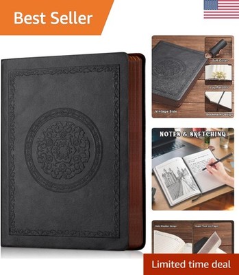 Classic Black Vintage Journal - 300 Ruled Pages, Perfect for Travel & Business