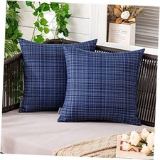Outdoor Waterproof Throw Pillow Covers 18" x 18" Pack of 2 Navy Blue