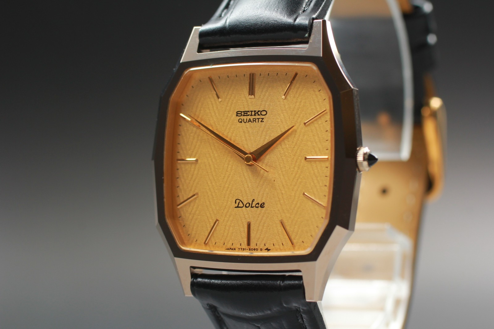 [Near MINT] SEIKO Dolce 7731-5060 30mm Tungsten Gold Dial Quartz Men's Watch