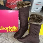 Charlotte Russe Womens Soft Suede Boots brown Pull On Faux Fur Lined Sz 9 — photo 7