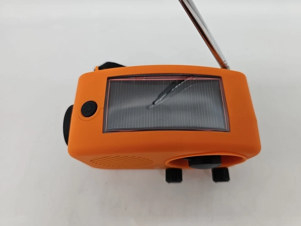 Solar Radio mit Lampe Powerbank Orange Dynamo Kurbel 2000mAh Camping  - Bild 3 von 4