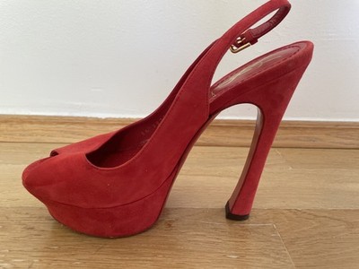 Original YSL Yves Saint Laurent Triubute Mules Wildleder Rot Gr. 37