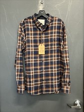 Weatherproof Vintage Button Up Flannel Shirt Men Sz M Brown Navy Plaid NWT