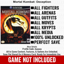 Mortal Kombat Deception 100 Nintendo GameCube Memory Card Save CHEATS