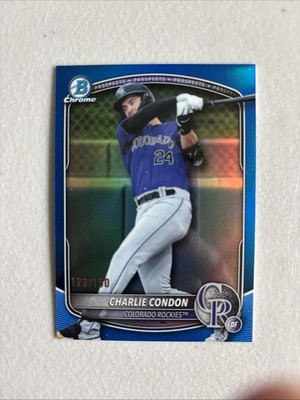 2025 Bowman Draft Chrome Charlie Condon #BDC-136 “True” Blue Refractor #128/150