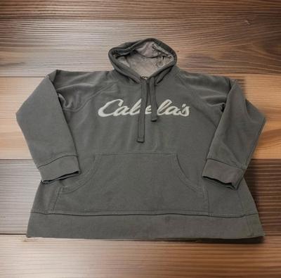 #ad Cabela’s Men’s M Medium Gray Embroidered Logo Pocket Hooded Hoodie $29.99