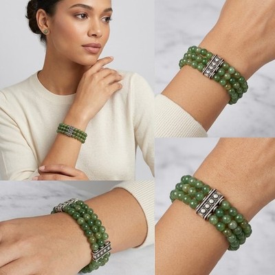 Natürlich Aventurin Perlen 3 Reihen Handgemacht Verstellbar / Dehnbar Armband