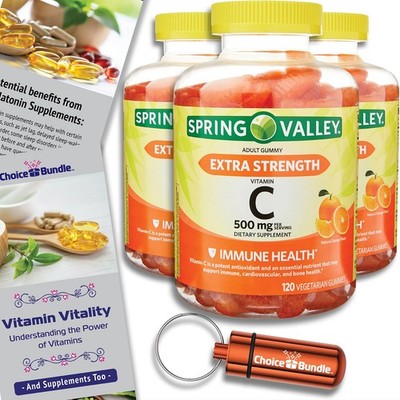Spring Valley Extra Strength Vit C 500mg Orange Veg 3Pk (360) + Bonus Kit & Case