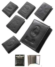 NFL Team Black Tri-Fold Leather Wallet - Choose Your Team 
