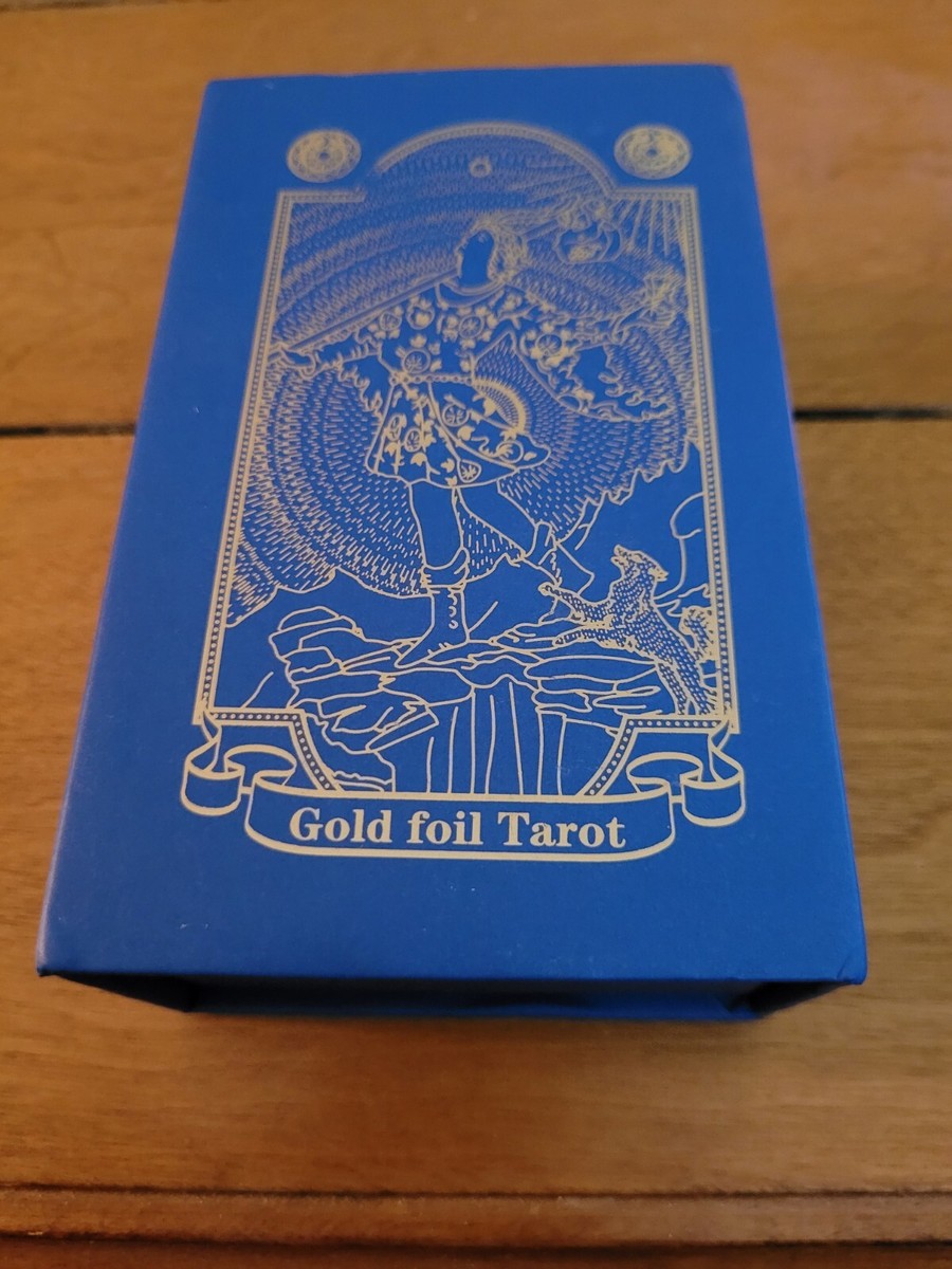 タローデパリ・セット Electric Blue Gold Foil Tarot Card Deck (RWS) Gift Box & Guidebook
