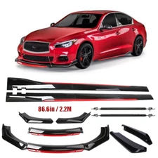 Front Bumper Lip Spoiler Splitter Body Side Skirt Gloss Black For INFINITI Q50