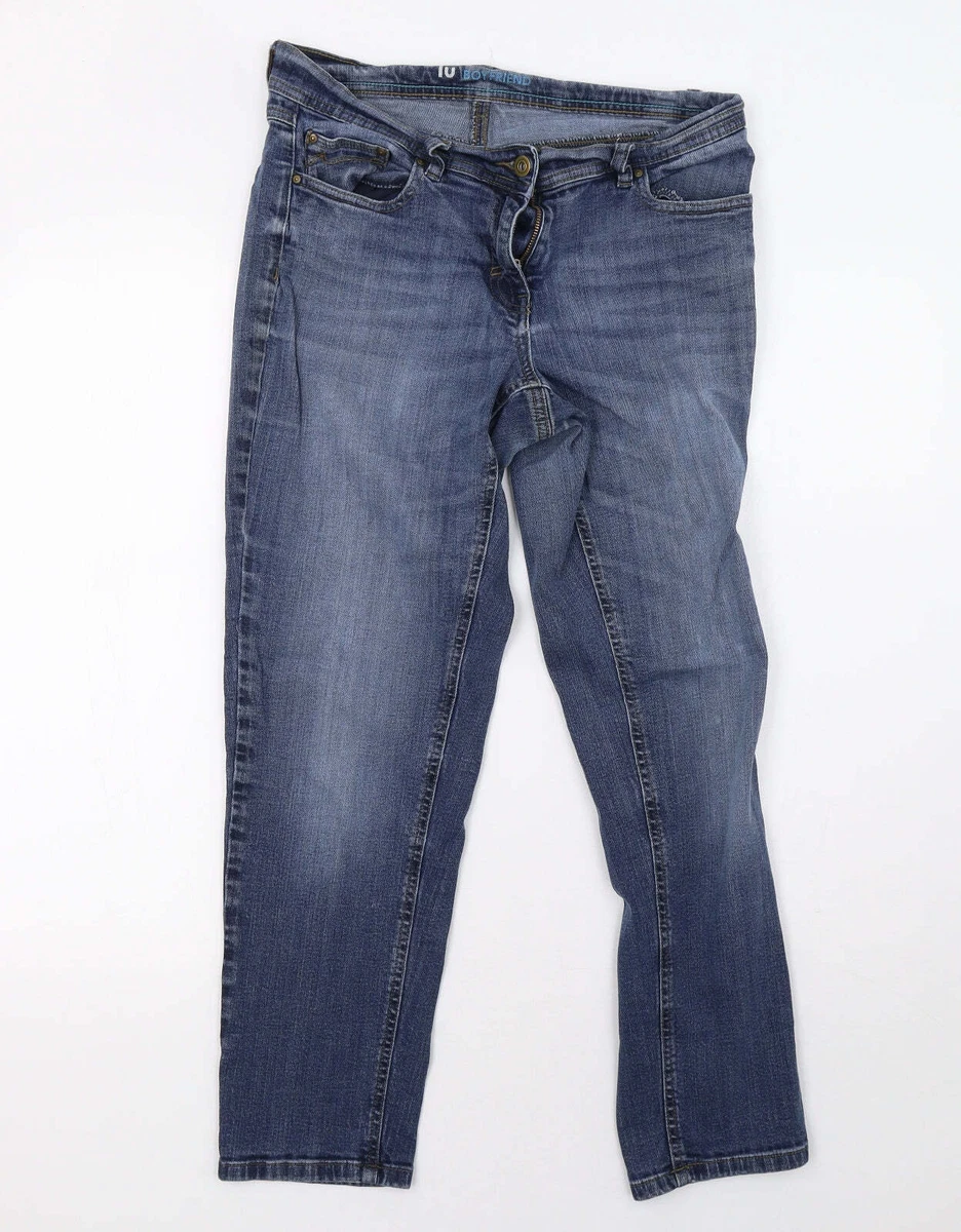 Sainsburys Womens Blue Cotton Straight Jeans Size 12 L28 in Regular Button