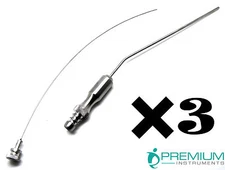 3 Pcs Surgical Frazier Tube No. 7 Aspirator 2.33mm Diagnostic 7.6" Instruments