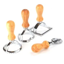 Ravioli Maker Stamp Cookie Mold Cutter with Wooden Handle Pasta Lasagna Kitchen
