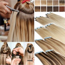 Thick 200g 80pcs Tape In Remy Human Hair Extensions Skin Weft FULL HEAD Straight