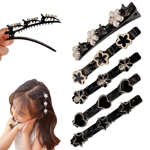 Geflochtene Haarspangen seitlicher Pony Fixierer Zopf Haarnadeln Kristall Haarspangen Damen S2T8