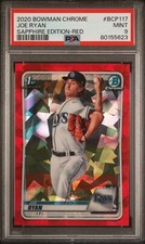 Joe Ryan 2020 Bowman Sapphire 1st Chrome Red Refractor /150 Rays PSA 9 BCP-117
