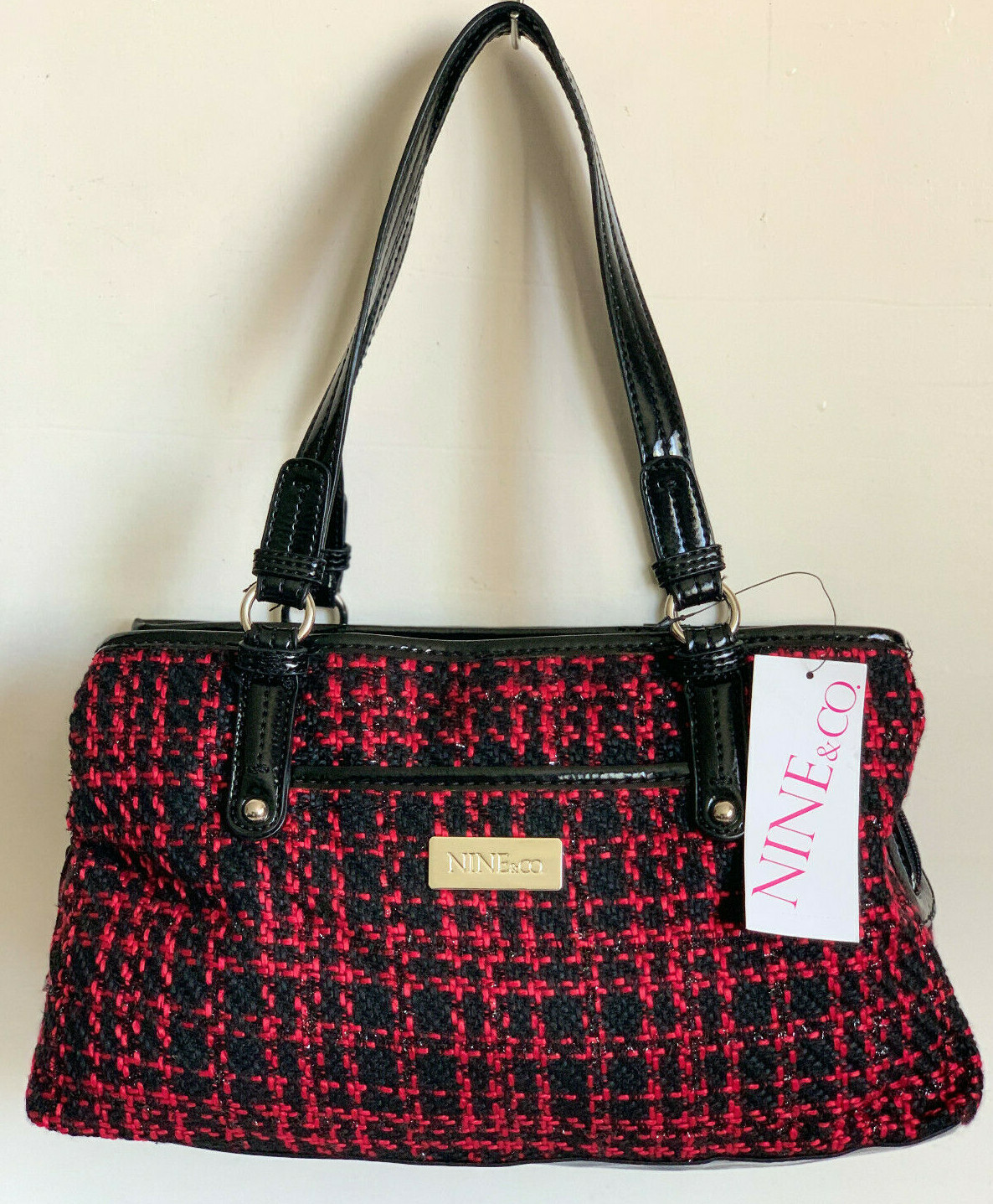 NEW! NINE u0026amp; CO NINE WEST RED BLACK BROADWAY SATCHEL SHOPPER BAG TOTE  PURSE $45 | eBay
