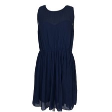 Womens Pins And Needles Urban Outfitters Size L Micro Pleated Dress Blue Sheer
