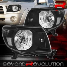 For 2005-2011 Tacoma Pickup Factory Style Black Headlights Clear Reflectors Pair