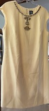 VINCE CAMUTO Yellow Dress Sz 14 NWOT Jewel detail Zipper Fabulous