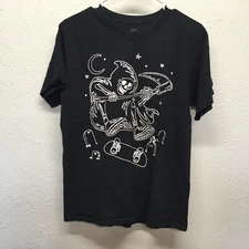 A-LAB Zumiez T-Shirt Mens M Black Shred to Death Skater Reaper Skateboarding