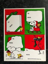 Vintage Snoopy Christmas Gift Tag Sticker Sheet, United Feature Syndicate, Inc.