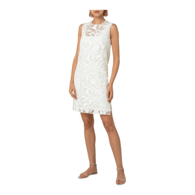 Akris Punto Cream Faux Leather Leaves Dress Size 6 NWT