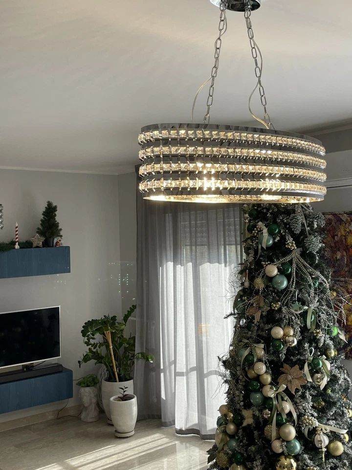 Lampada a sospensione argento/cristallo CAVONE. - Immagine 2 di 4