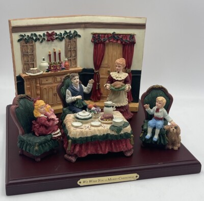 VTG 7pc Hand Painted Resin Night Before Christmas Victorian Family Dinner Scene