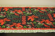 Christmas Table Runner New Handmade 39.5" Noel redbirds Poinsettias red green