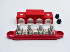 4 Way Terminal Junction Block Busbar 3/8" 250 amp 12v with Cover - Red