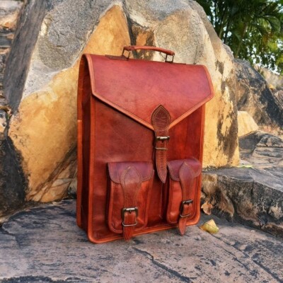 Rucksack Backpack Tasche Echt Messenger Umhängetasche Leder Vintage Laptop