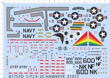 1/72 CVW-14 E-2C Hawkeye Air Early Warning AEW Aircraft Model Water Slide Decal