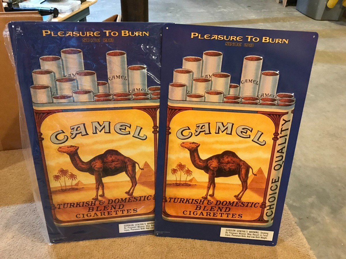 camel cigarettes tin sign Two Large Vintage Camel Cigarette Signs